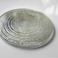 Plateau à bougie miroir rond, décoration d'intérieur, paillettes, petit et moyen plateau, sous-verre argenté, centre de table pour mariage et fête
