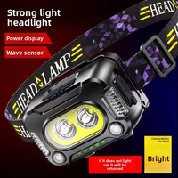 Nouveau Cob 6 Modes Affichage de Puissance Portable Usb Rechargeable Abs Corps Torches Tactique Phare Lampes de Poche Led Lampe Frontale