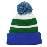 Gebreide muts met pompon, acryl jacquard, met aangepaste borduurlogo voor buitensporten