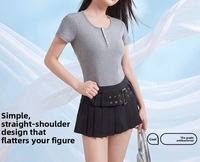 Nouveauté été, t-shirt à manches courtes, coupe ajustée, tissu confortable, haut boutonné pour femmes, vêtements pour femmes