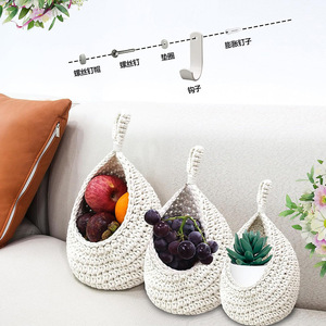 Cesta colgante para armario, decoración de pared Bohemia Retro de invierno, estampado de paja grande para colgantes antiguos negros pequeños, estilo hogar blanco - Product Image 5