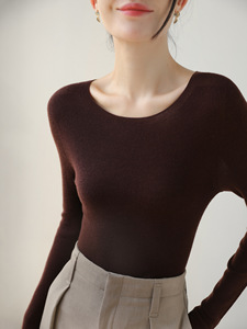 Maglione Base Interno a Mantella di Media Lunghezza per Donna, 100% Lana, Senza Cuciture, Aderente, Stile Coreano, Inizio Autunno - Product Image 6