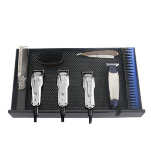 Plateau de tondeuse à <span class=keywords><strong>cheveux</strong></span> chaud Organisateur de tondeuse de salon noir antidérapant Boîte de rasoir avec 4 supports de tondeuse professionnels crantés - Product Image 2