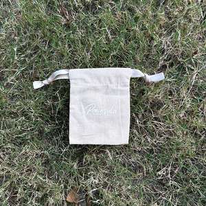 High Quality 100% Cotton Canvas <b>Drawstring</b> <b>Pouch</b> Bag Durable Cotton Dust <b>Pouch</b> With Double Ribbon - Product Image 2