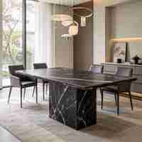 Table à manger contemporaine en marbre, table de salle à manger en pierre naturelle, meubles de luxe sur mesure