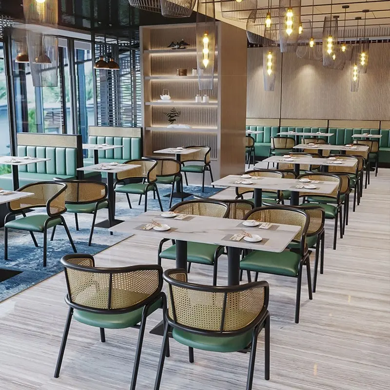 Cafetería comedor mesa de madera y silla para restaurante mobiliario de diseño público comercial