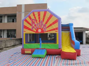Big party rental use flower inflatable bounce house with small slide for sale