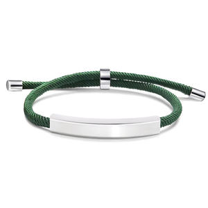 Bracciale in corda con incisione in metallo con barra vuota in acciaio inossidabile all'ingrosso per bracciale rigido con nome ID con Logo personalizzato amante - Product Image 4