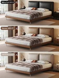 Muebles de <span class=keywords><strong>dormitorio</strong></span> de madera de lujo modernos de estilo nórdico, camas suaves con funda, marco de cama doble tamaño king, diseños de <span class=keywords><strong>matrimonio</strong></span> 2025 - Product Image 5