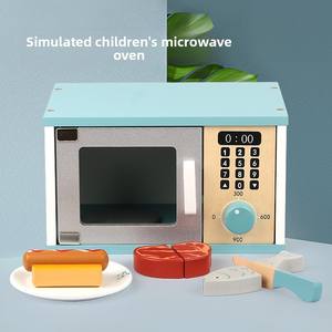 Horno Microondas de Juguete de Madera Realista para Niños, Juguete de Cocina de Simulación - Product Image 1
