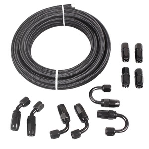 Kit de Tuyaux d'Huile Tressés Noirs AN6 AN8 AN10 6M avec Raccords en Aluminium - Product Image 5