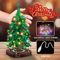 USB LED Beleuchteter Weihnachtsbaum Kleine Partikel-Bausteine Desktop-Ornament Feiertagsgeschenk Lernspielzeug für Kinder Großhandel Individuell Anpassbar