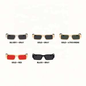 Lunettes de soleil carrées en métal vintage personnalisées avec logo, protection UV400, petites lunettes rectangulaires pour femmes, vente chaude - Product Image 3