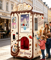 Distributeur automatique de crème glacée 24h/24, toutes saisons, avec une saveur et six options de garnitures, machine à crème glacée molle multi-tensions