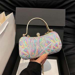 Tas Malam Bentuk Hati Berhiaskan Kristal untuk Wanita, Tas Tangan Kristal Emas untuk Pesta Prom - Product Image 1