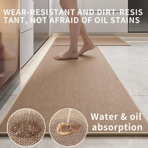Tapis de sol de cuisine rectangulaire, couleur unie, antidérapant, absorbant l'huile, lavable, résistant aux taches, tapis de porte long - Product Image 4