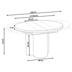 Meubles de maison scandinaves, <span class=keywords><strong>table</strong></span> à manger <span class=keywords><strong>extensible</strong></span> ronde à ovale en MDF travertin de 120 cm pour 4 à 6 personnes - Product Image 6