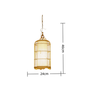 Lampadario a Gabbia di Uccelli Lungo con LED Bianco Caldo, Stile Classico Cinese Zen in Bambù, Altezza Regolabile per Sala da Pranzo, Casa e Hotel - Product Image 2