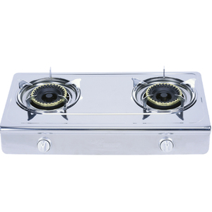 Table de cuisson à gaz double brûleur en acier inoxydable, cuisinière à gaz sur table autonome avec allumage piézoélectrique pour maison, hôtel, camping-car - Product Image 1