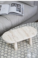 Plateau en travertin naturel beige avec base pour le rangement des nécessités quotidiennes, plateau à collation, rangement de bijoux
