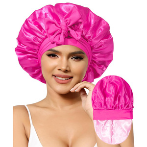 <span class=keywords><strong>Bonnet</strong></span> de Nuit en Satin Soyeux Grand Format pour Femmes, Double Couche avec Bande Élastique à Nouer, Foulard Protecteur pour Cheveux - Product Image 5