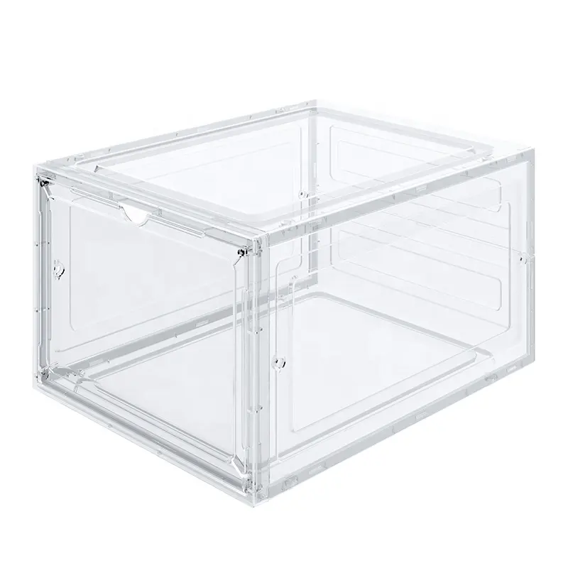 Venda quente drop front shoe box para sneaker display shoe box storage premium personalizado claro transparente sapato caixas empilháveis