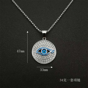 15years Factory Custom Hiphop Jewelry 18K <b>Solid</b> <b>Gold</b> Stainless Steel Round Crystal <b>Gold</b>/Silver Evils Eye Charm <b>Pendant</b> - Product Image 6