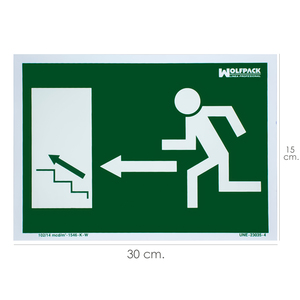 Señal Fluorescente de Salida, Escalera a la Izquierda, 30 x 21 (H) cm. - Product Image 1