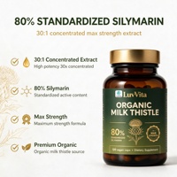 LuvVita Chardon-Marie 80% Silimarine Complément de Soutien Hépatique Extrait 30:1 Force Maximale Végétalien Sans OGM 120 Capsules ODM/OEM
