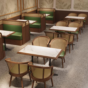 Juego de Muebles de Cuero McDonald's, Minimalistas y de Lujo, con Mesa, Sillas y Bancos de Mármol para Restaurante, Hotel, Cafetería, Dormitorio - Product Image 3