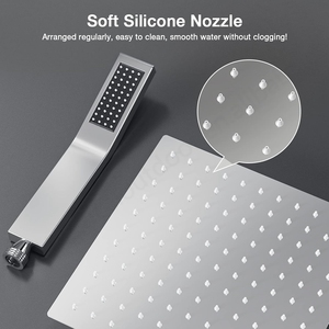 High Pressure 10 Inch Square Rainfall <b>Shower</b> <b>Head</b> Wall Mount Faucet Set with <b>Hand</b> Sprayer Combo Outdoor Rain <b>Shower</b> System - Product Image 3