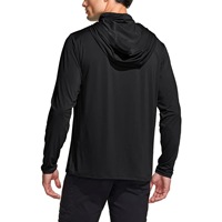 Pakaian Pelindung Matahari Pria Lengan Panjang Kamuflase Biru Grosir Kustom UV UPF50+ Cepat Kering untuk Memancing Dengan Hoodie