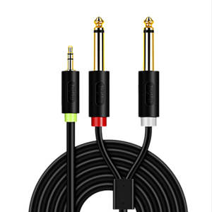 สายสัญญาณเสียง 3.5 มม. เป็น 2 หัว 6.35 มม. แบบ Y Splitter 1 เข้า 2 ออก สายสเตอริโอ สำหรับมิกเซอร์ แอมพลิฟายเออร์ คอมพิวเตอร์ โทรศัพท์ ลำโพง สายทองแดงเปลือย - Product Image 2
