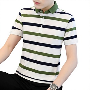 Polo à manches courtes rayé pour homme, t-shirt uniforme respirant en tricot, service de personnalisation du logo, vêtements pour le personnel - Product Image 4