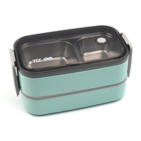 Boîte à lunch Bento en acier inoxydable 304 à double couche, grande capacité, portable pour enfants, étudiants, employés de bureau.