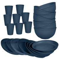 Ensembles de vaisselle en paille de blé ensemble réutilisable incassable tasses de cuisine assiettes et bols ensembles lave-vaisselle assiettes allant au micro-ondes