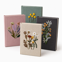 Cuaderno de Tapa Dura con Tela de Lino Bordada Personalizada, A5/A6, 100 Hojas, Cosido con Hilo, Cuaderno Floral Personalizado para Regalo