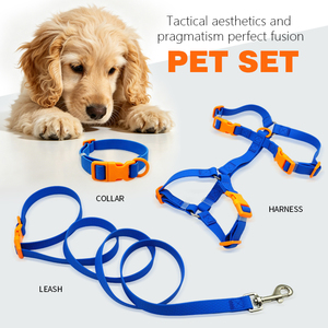 Adjustable <b>Pet</b> Harness Set Polyester Dog Walking <b>Collar</b> <b>Leash</b> and Harness Set With Quick Release Buckle for Dog Outdoor Training - Product Image 1