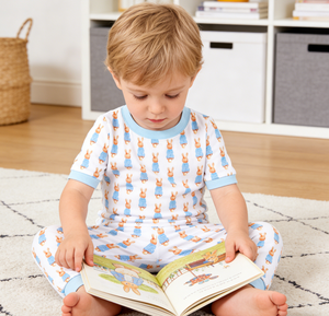 Pyjama de Pâques personnalisé pour bébés garçons, motif lapins bleus, vêtements de nuit pour enfants - Product Image 1
