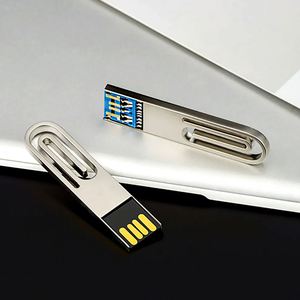แฟลชไดรฟ์โลหะรูปคลิปหนีบกระดาษแบบใหม่ USB3.0 สลักโลโก้ด้วยเลเซอร์ตามสั่ง ขนาดเล็ก สำหรับของขวัญส่งเสริมการขายจำนวนมาก - Product Image 3