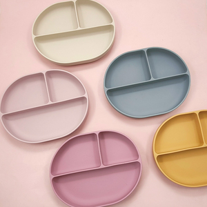 Divided Toddler Plates Skid Resistant Unbreakable Feeding Set Suction Placemats Silicone Baby Plates For Toddler Children Kids
