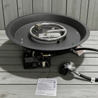 Kit de brûleur à gaz rond encastrable en acier inoxydable noir de 536 mm pour foyer extérieur et cheminée.