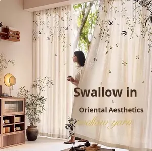 2025 nouveau Style écrans de fenêtre haut de gamme rideaux de gaze de Style National transmettant la lumière pas transparent nouveau Style de lin chinois - Product Image 4
