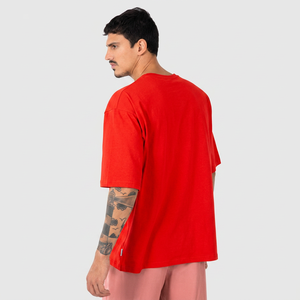 เสื้อยืดคอกลมแขนสั้นทรงโอเวอร์ไซส์สีพื้นสำหรับผู้ชาย ผ้าฝ้ายเจอร์ซีย์ 100% ย้อมสีเรียบ ทรงปกติ ความยาวปกติ สไตล์สปอร์ต - Product Image 6