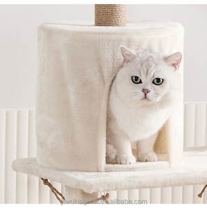 Pet Products Multi-layer Luxury Cat Climbing Frame Hammock Condo Kittens Interactive <b>Ball</b> Sisal Scratching Post Plush Cat Tree - Product Image 2