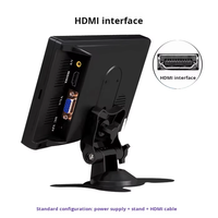 Monitor industri 7 inci layar tampilan IPS dipasang di dinding Monitor Mini layar LCD kecil Plastik VGA AV TFT
