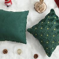 Housse de coussin décorative en fausse fourrure pelucheuse 18x18 pour Noël, motif étoile dorée, vente en gros