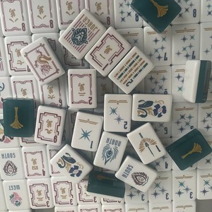 2026 New American Mahjong <b>Set</b>: Durable, Portable, Eco-friendly Green Acrylic Tiles with Custom Sizes and Leopard Print Design - Product Image 1