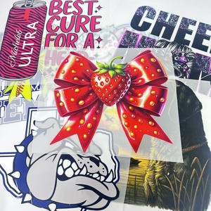 Venta al por mayor de calcomanías de transferencia de prensa de calor de impresión de pantalla personalizada DTF para camisetas pegatinas de vinilo de impresión de transferencia de calor 7/8/9/10/11 pulgadas - Product Image 1