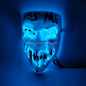 Light up EL Wire LED Kiss Me Masque lumineux <span class=keywords><strong>Thriller</strong></span> Full Face Masquerade pour Halloween Party Supplies Horror Prop - Product Image 4